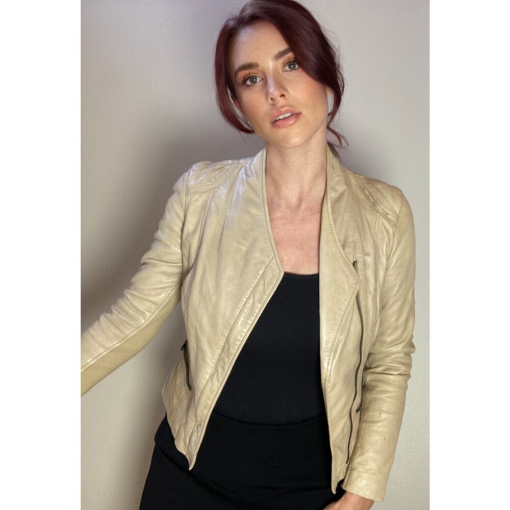 Marc New York Lamb Leather & Knit Jacket Cropped Buttery ~ Sz XS As Is Repair